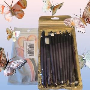 20 Piece Purple Makeup Brush Set with Eyebrow Trimming Kit New